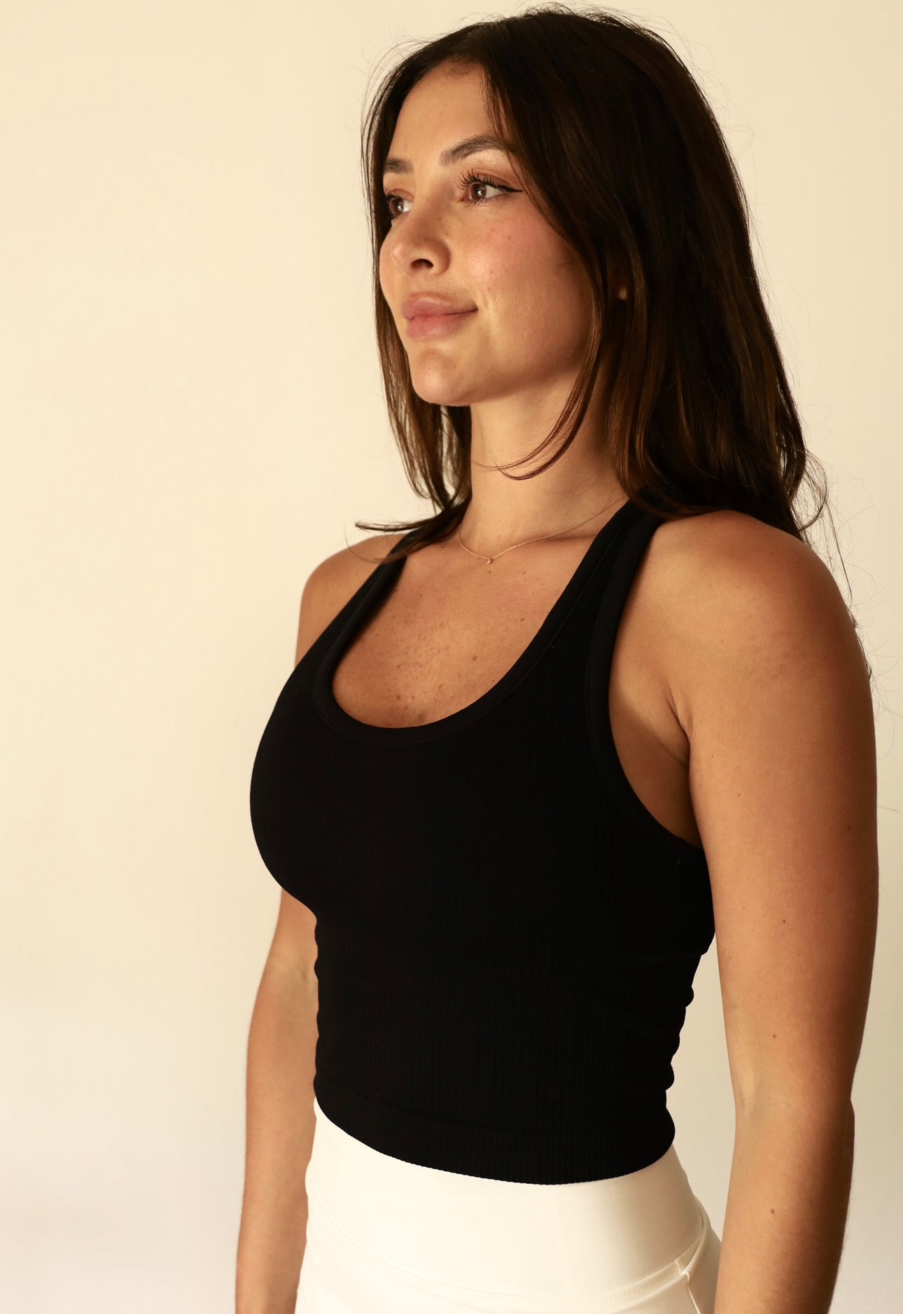 Ribbed Racer Back Crop Tank