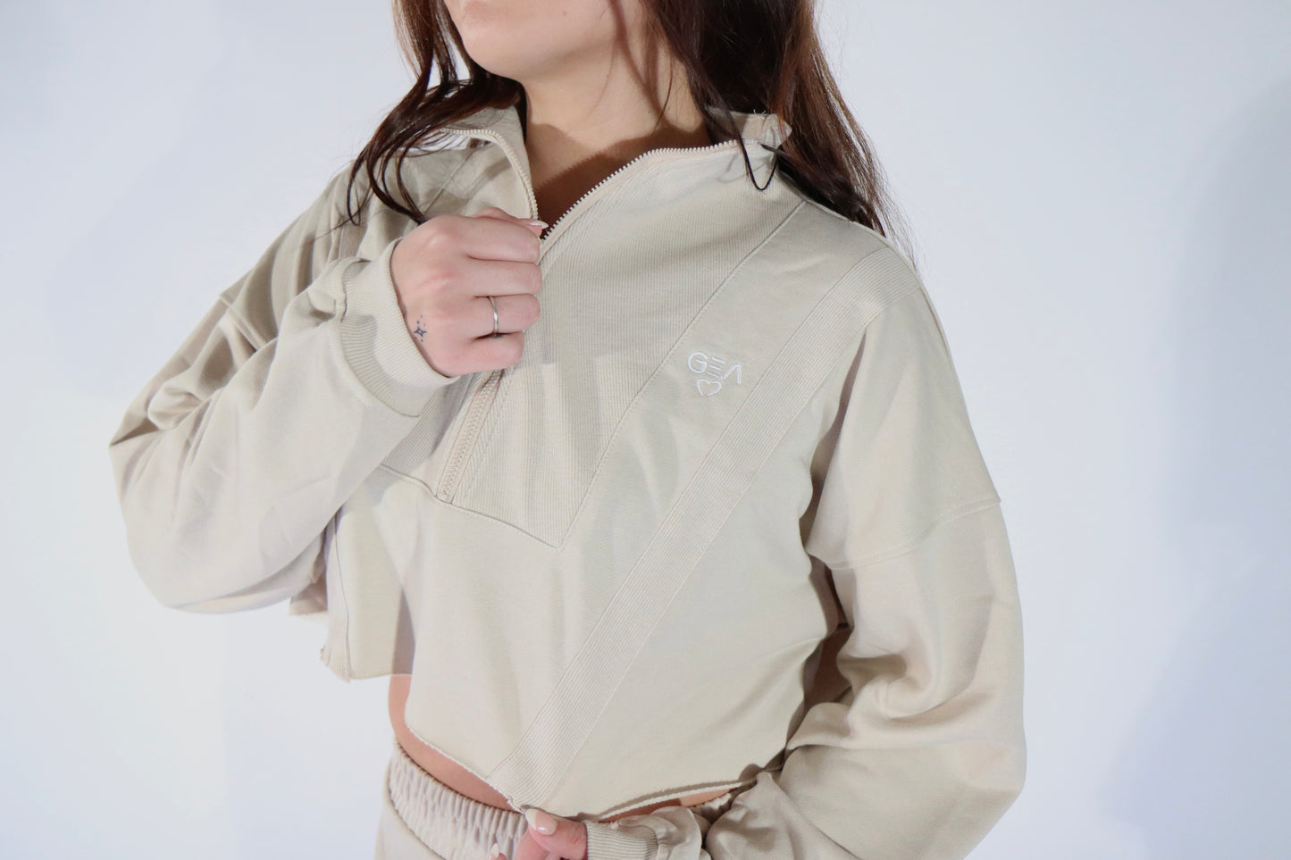 Khaki Crop Pullover