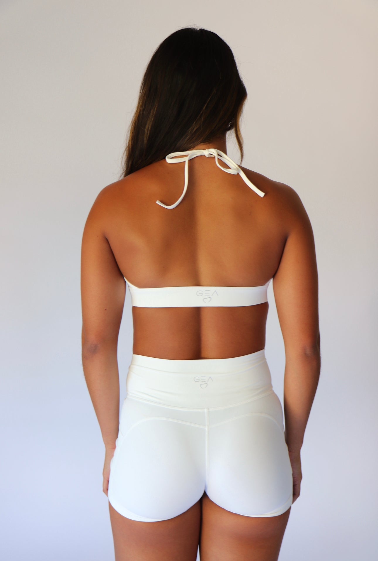 white halter sports bra