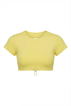 Yellow crop top on a white background