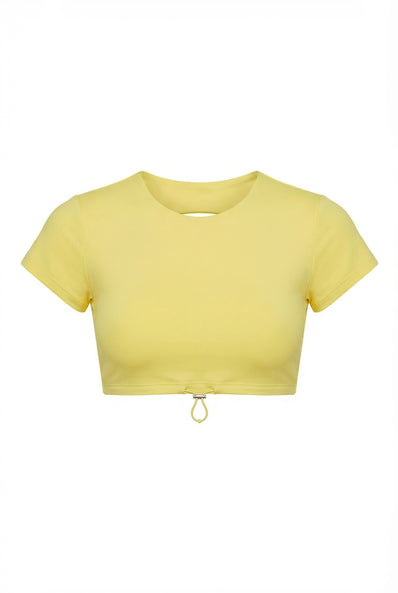 Yellow crop top on a white background