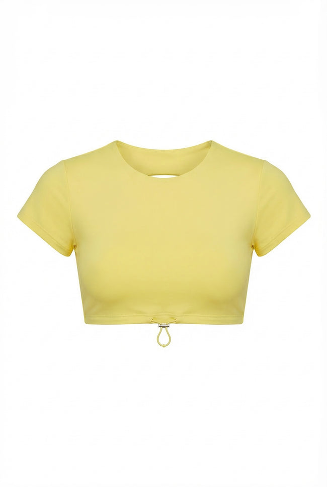 Yellow crop top on a white background