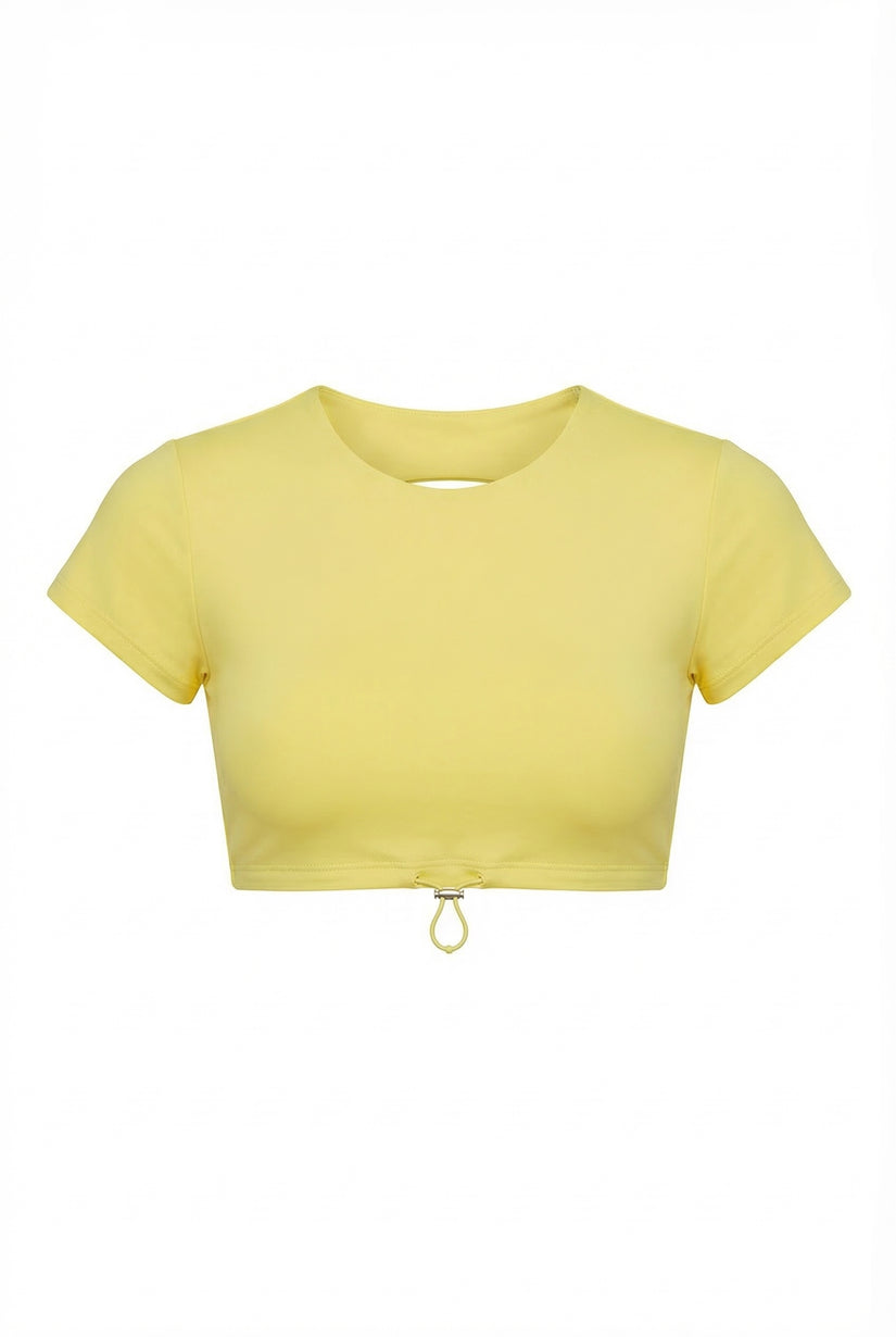Yellow crop top on a white background