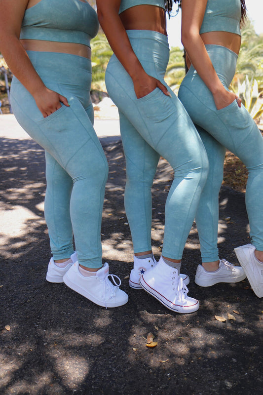 Gea Light Blue Marble Legging With Pockets